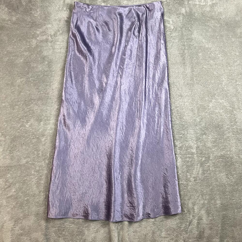Vince Maxi Skirt Womens M Purple Satin Side Slit Elegant Slinky Eveningwear - Picture 7 of 10